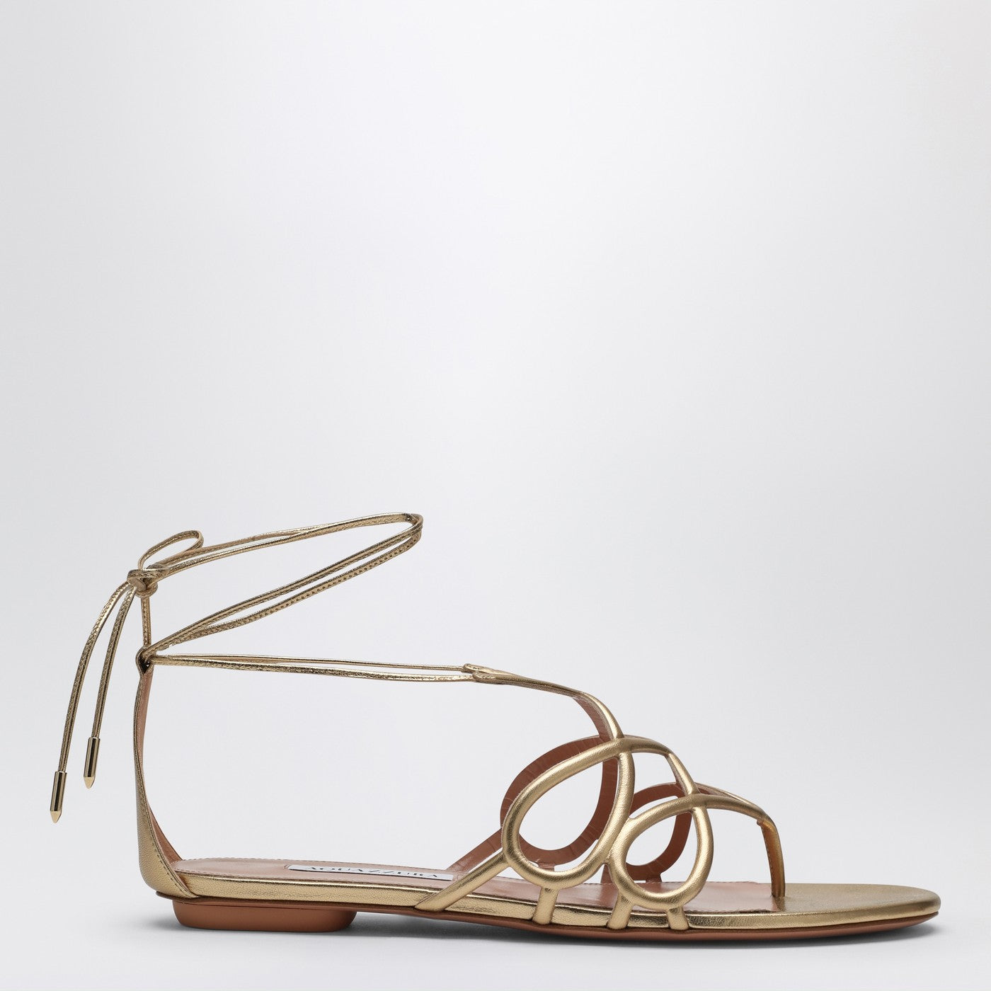 Low gold leather sandal