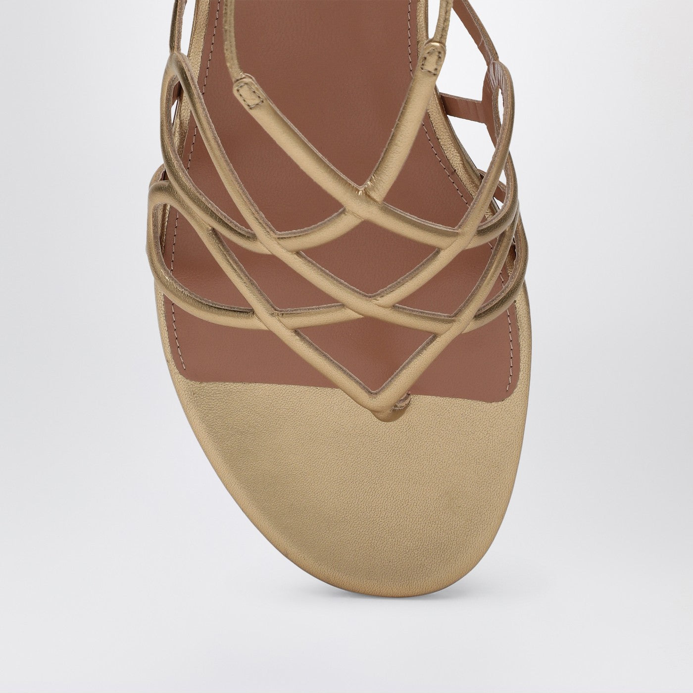 Low gold leather sandal