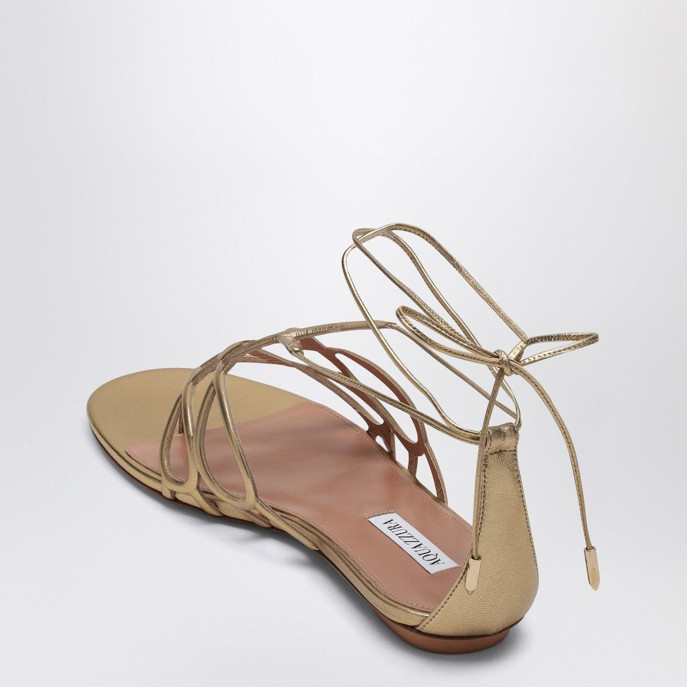 Low gold leather sandal