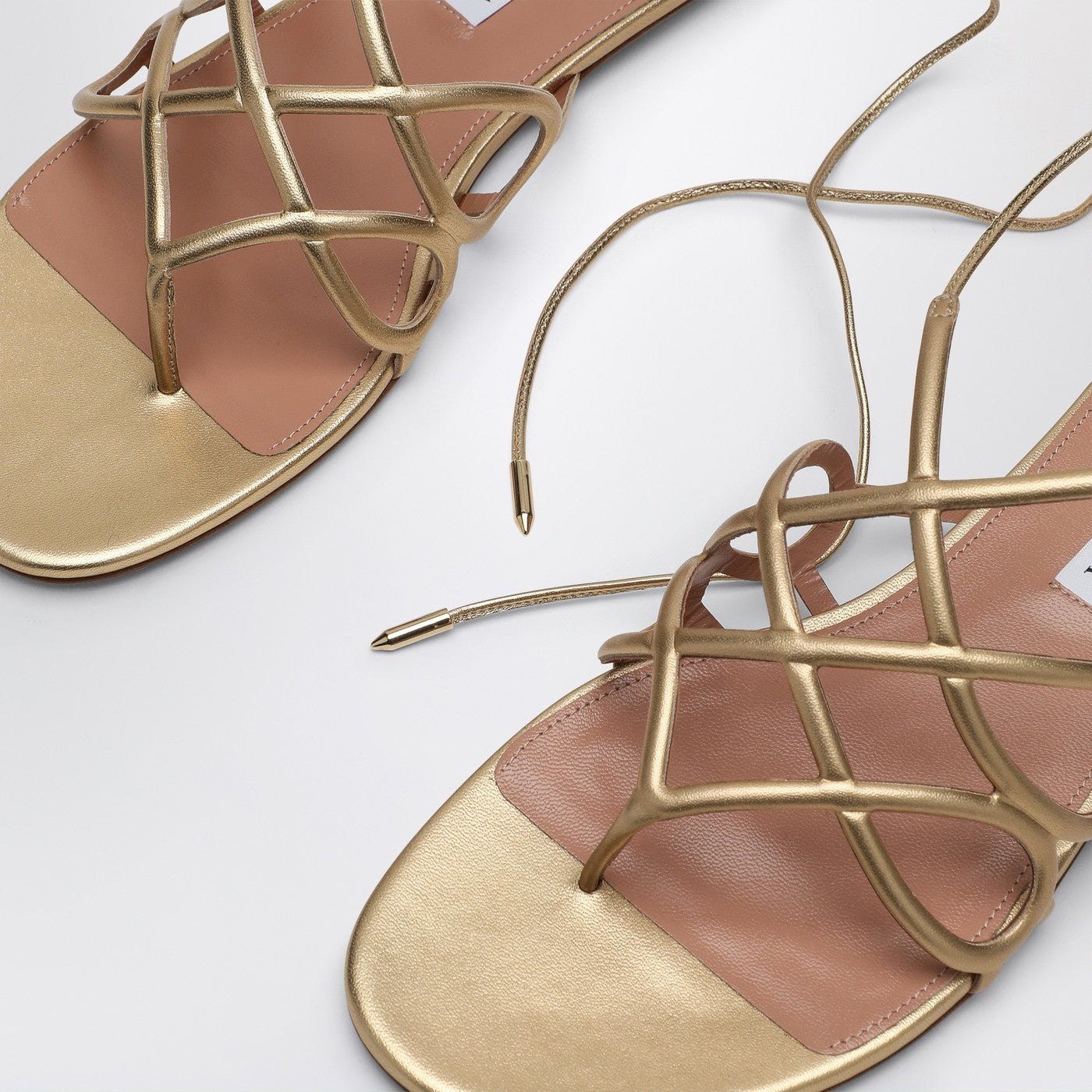 Low gold leather sandal