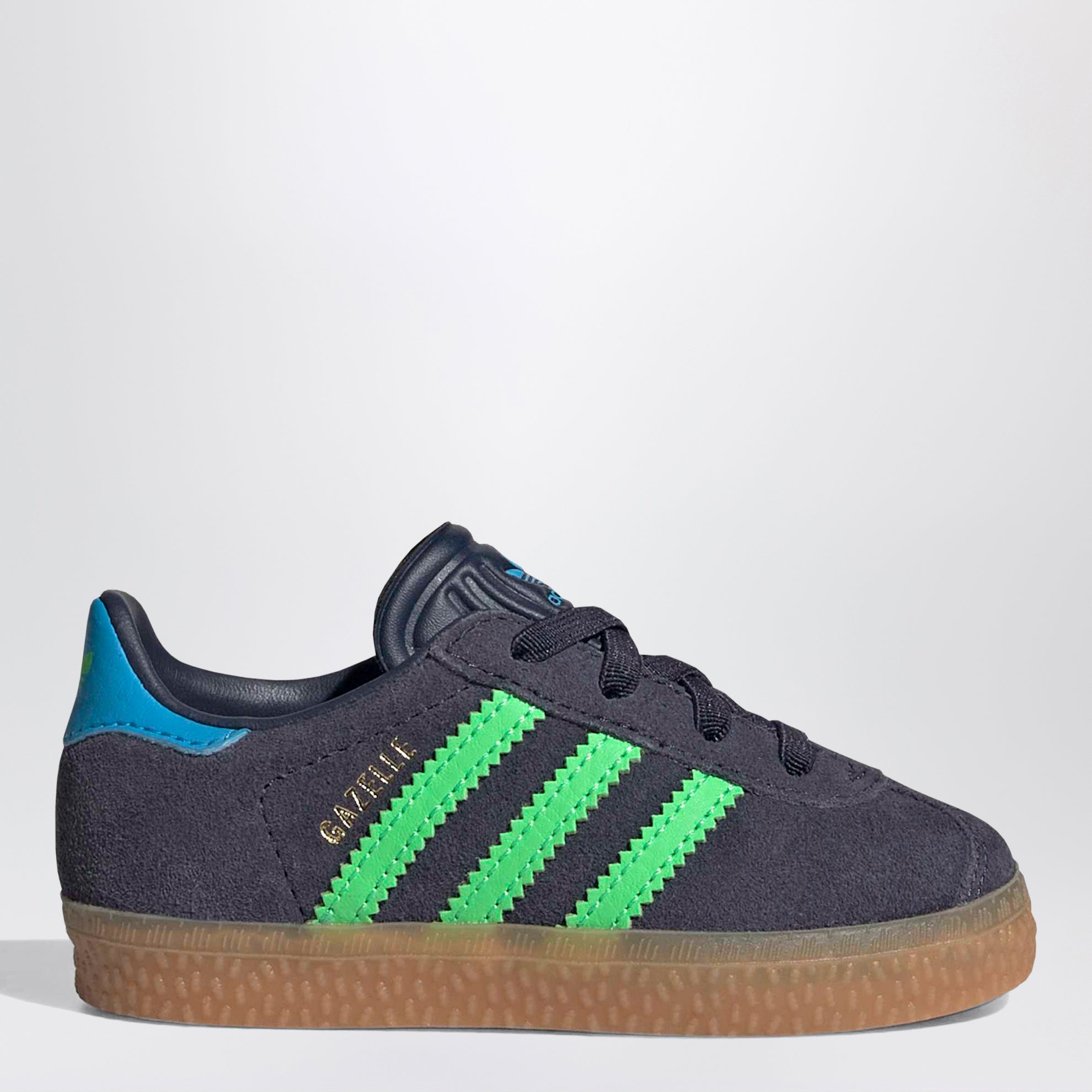 Baskets Gazelle bleu/vert avec lacets élastiques