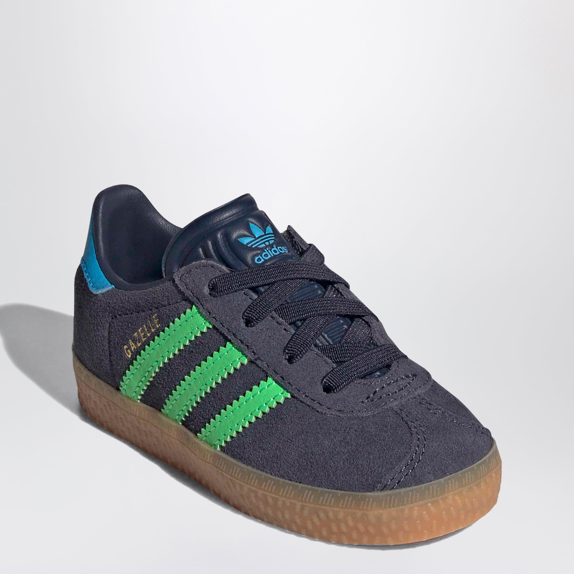 Baskets Gazelle bleu/vert avec lacets élastiques