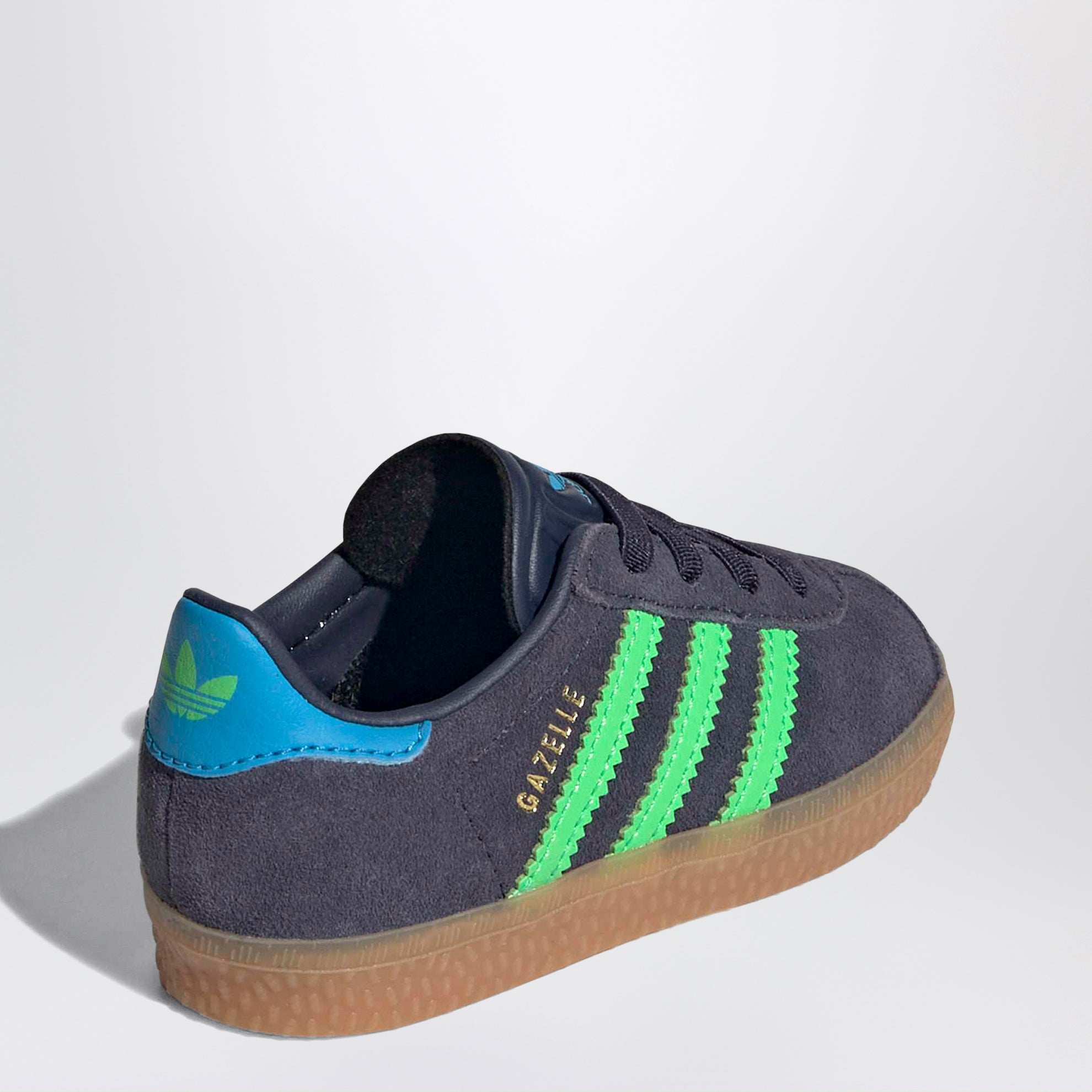 Baskets Gazelle bleu/vert avec lacets élastiques