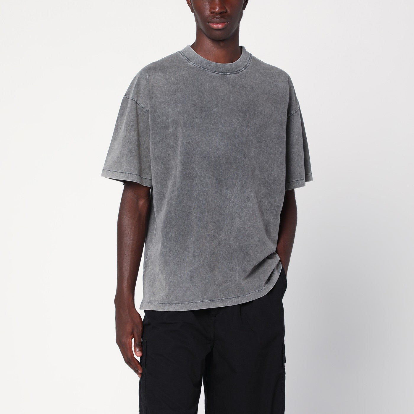 T-shirt col rond gris vintage
