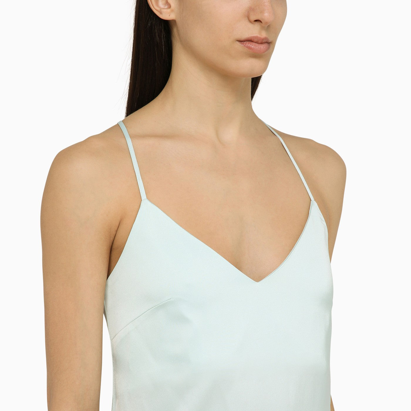 Robe Noel bleu clair en satin
