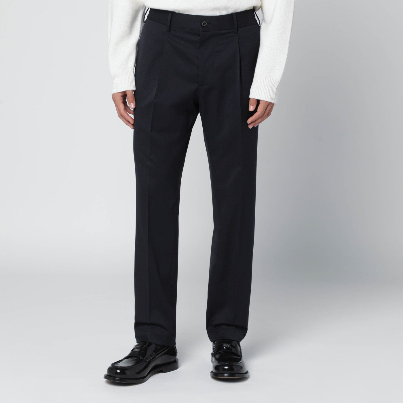 Pantalone blu in misto lana