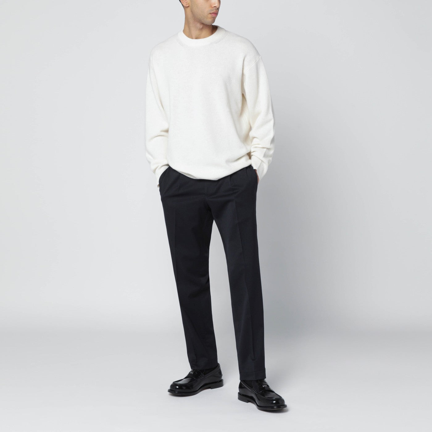 Pantalone blu in misto lana