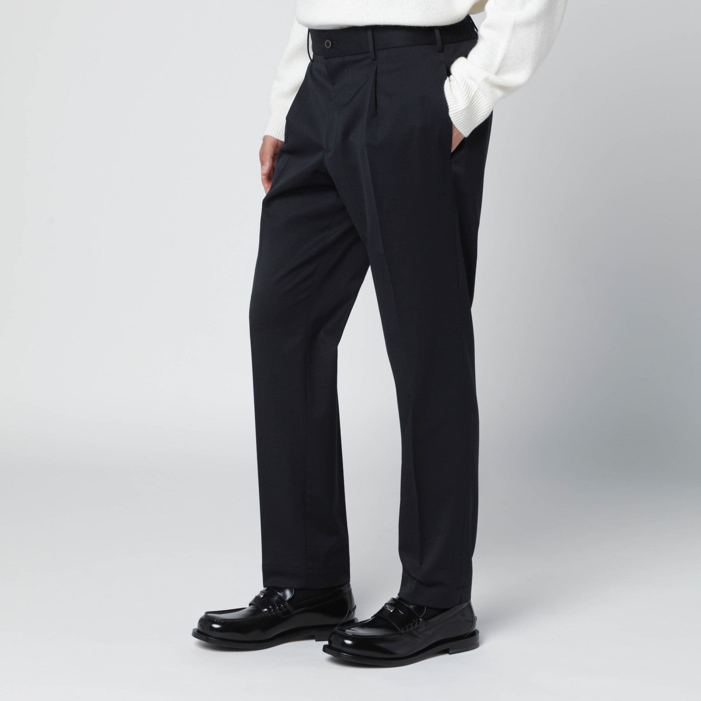 Pantalone blu in misto lana