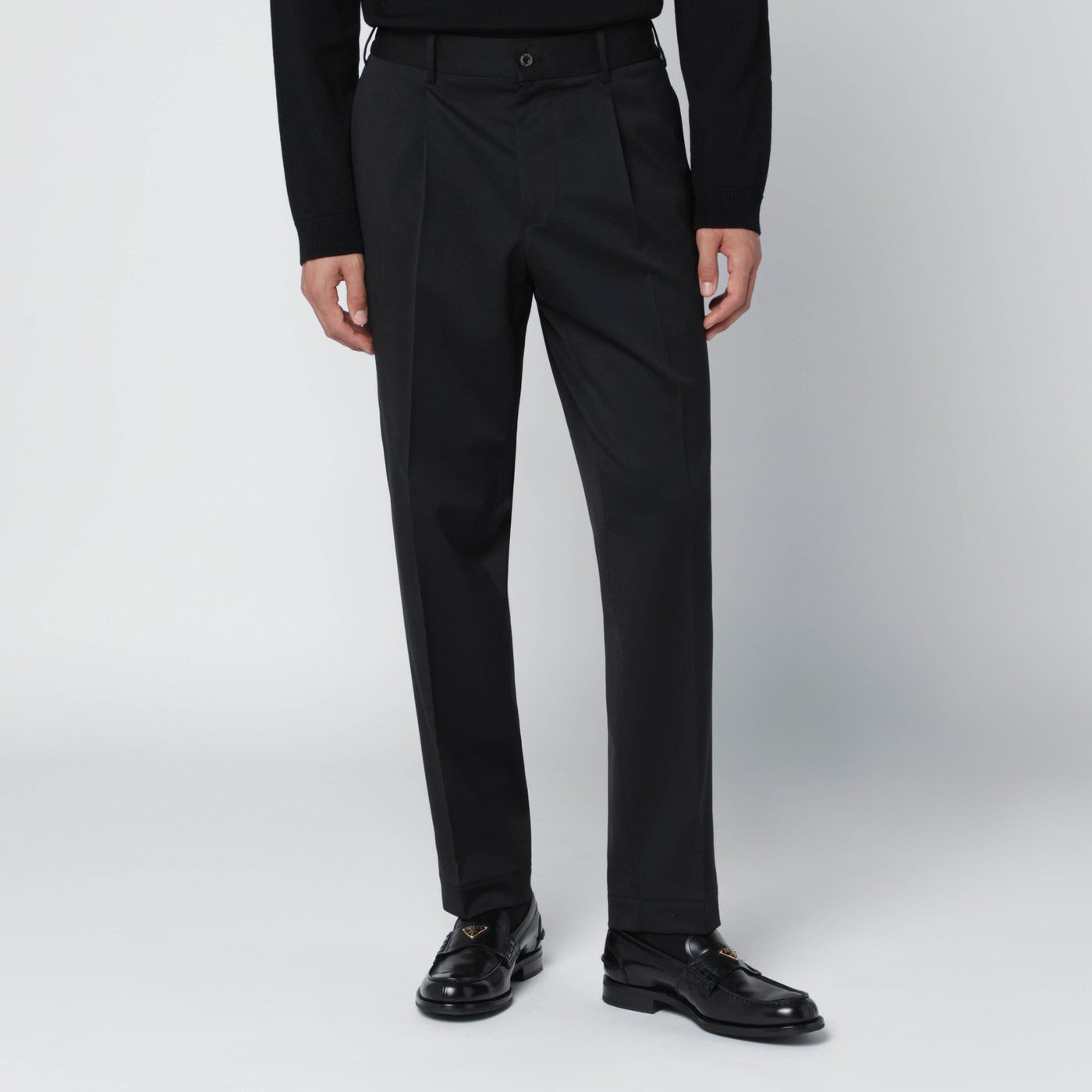 Black wool blend trousers