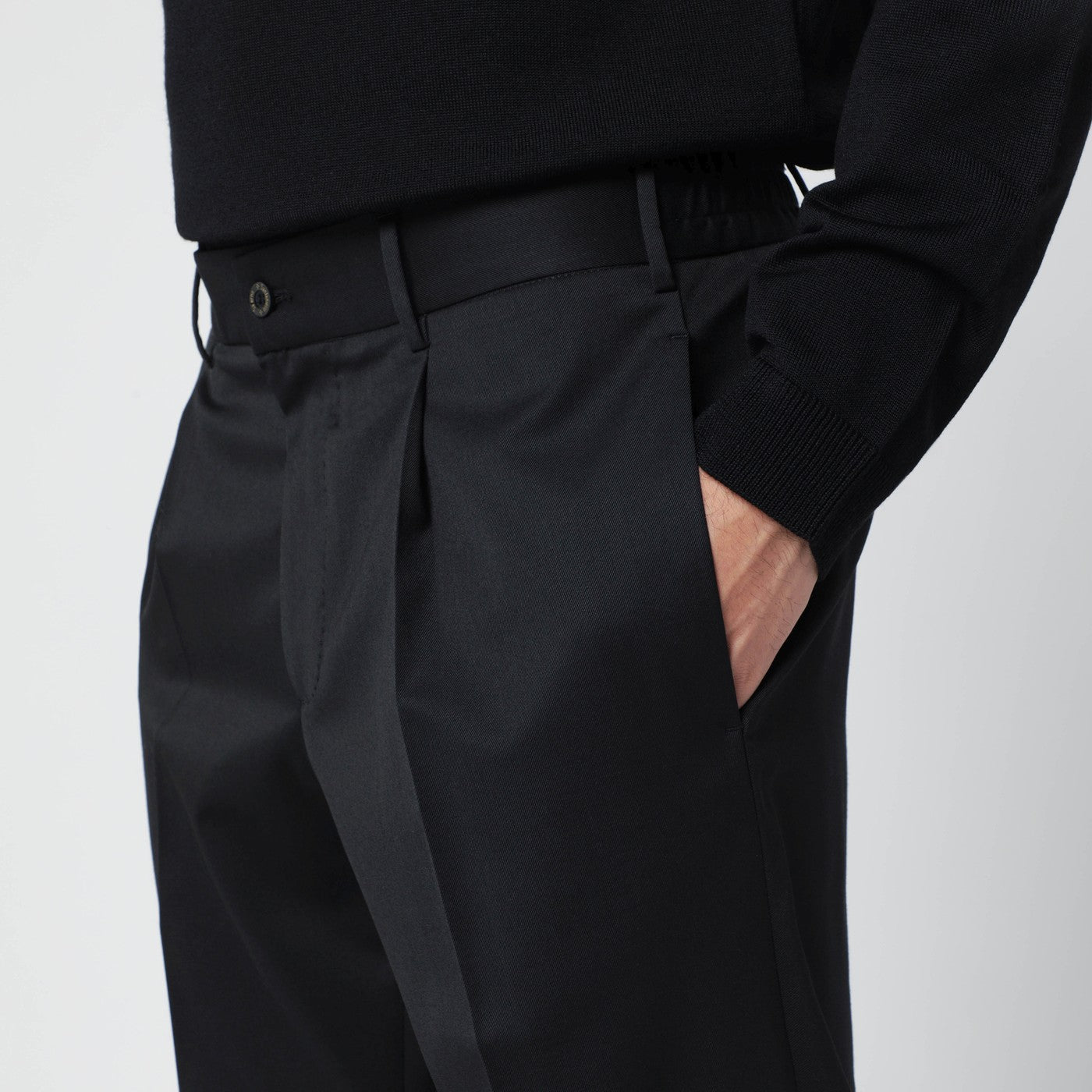 Black wool blend trousers