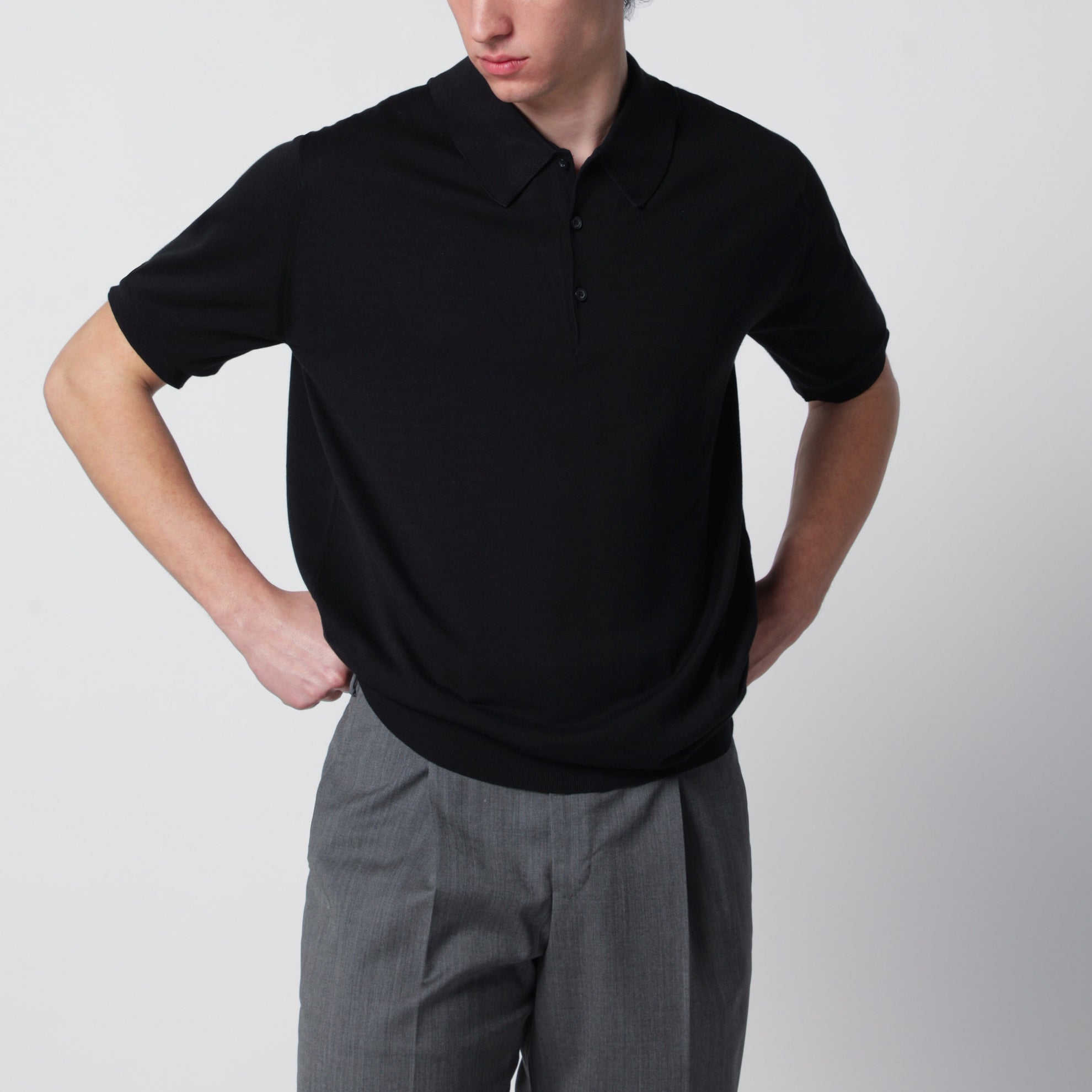 Polo Isis nera in cotone