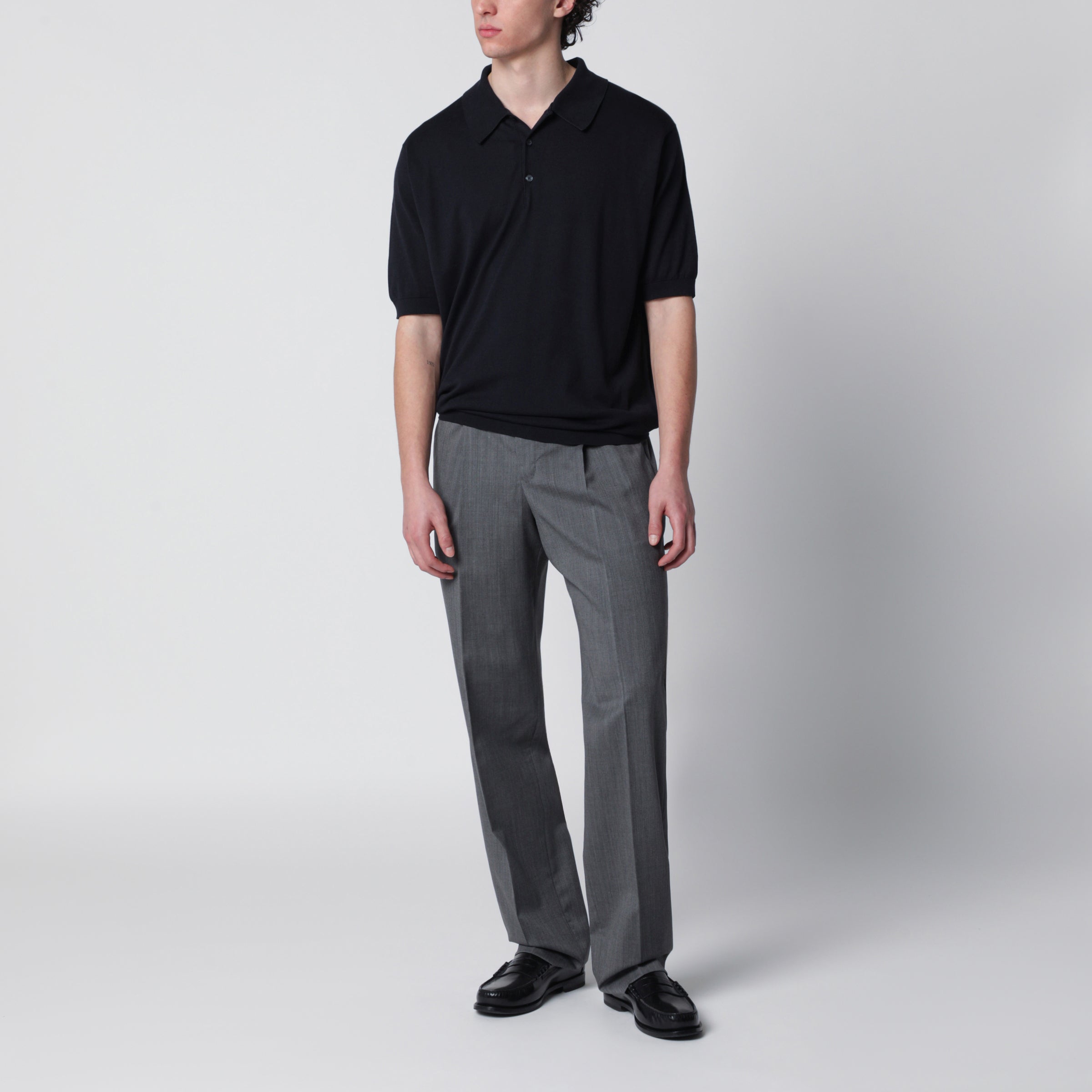 John Smedley Isis navy blue cotton polo shirt | TheDoubleF