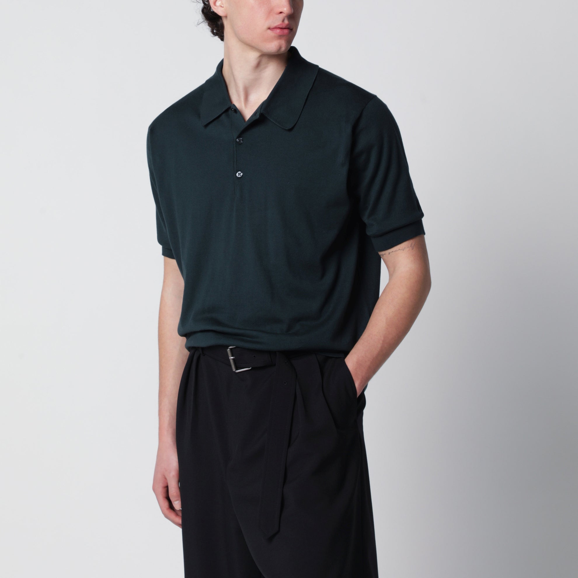 Polo Isis verde foresta in cotone