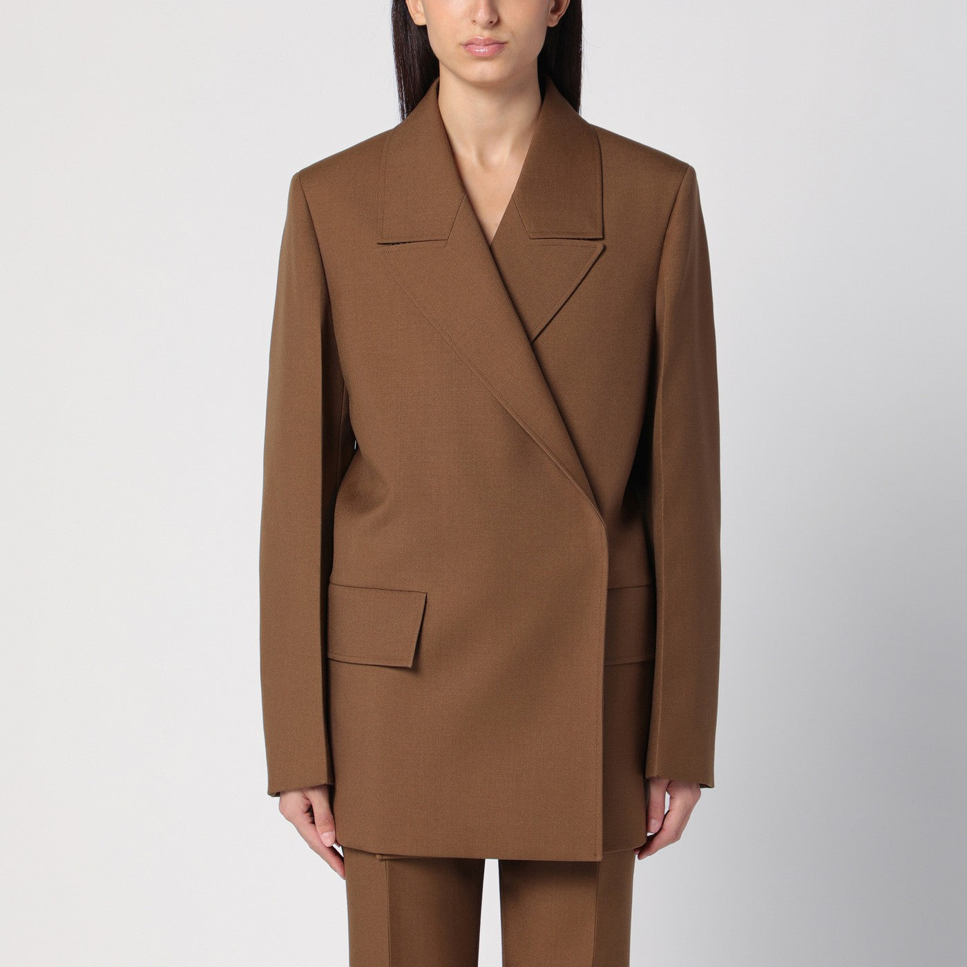 Brown wool double-breasted jacket