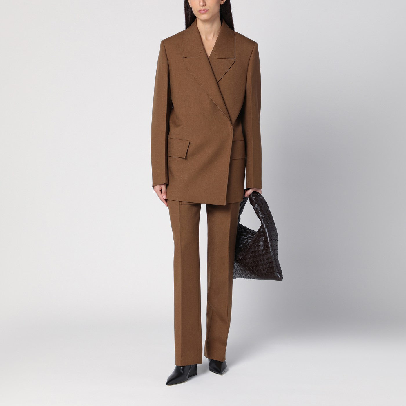Brown wool double-breasted jacket
