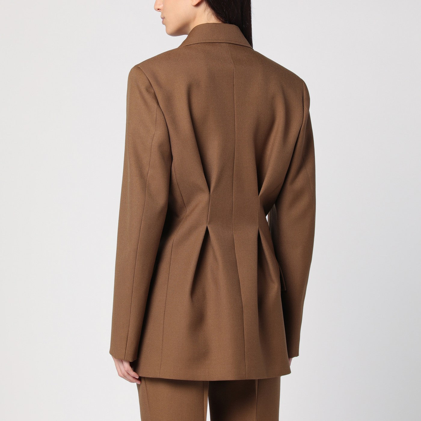 Brown wool double-breasted jacket