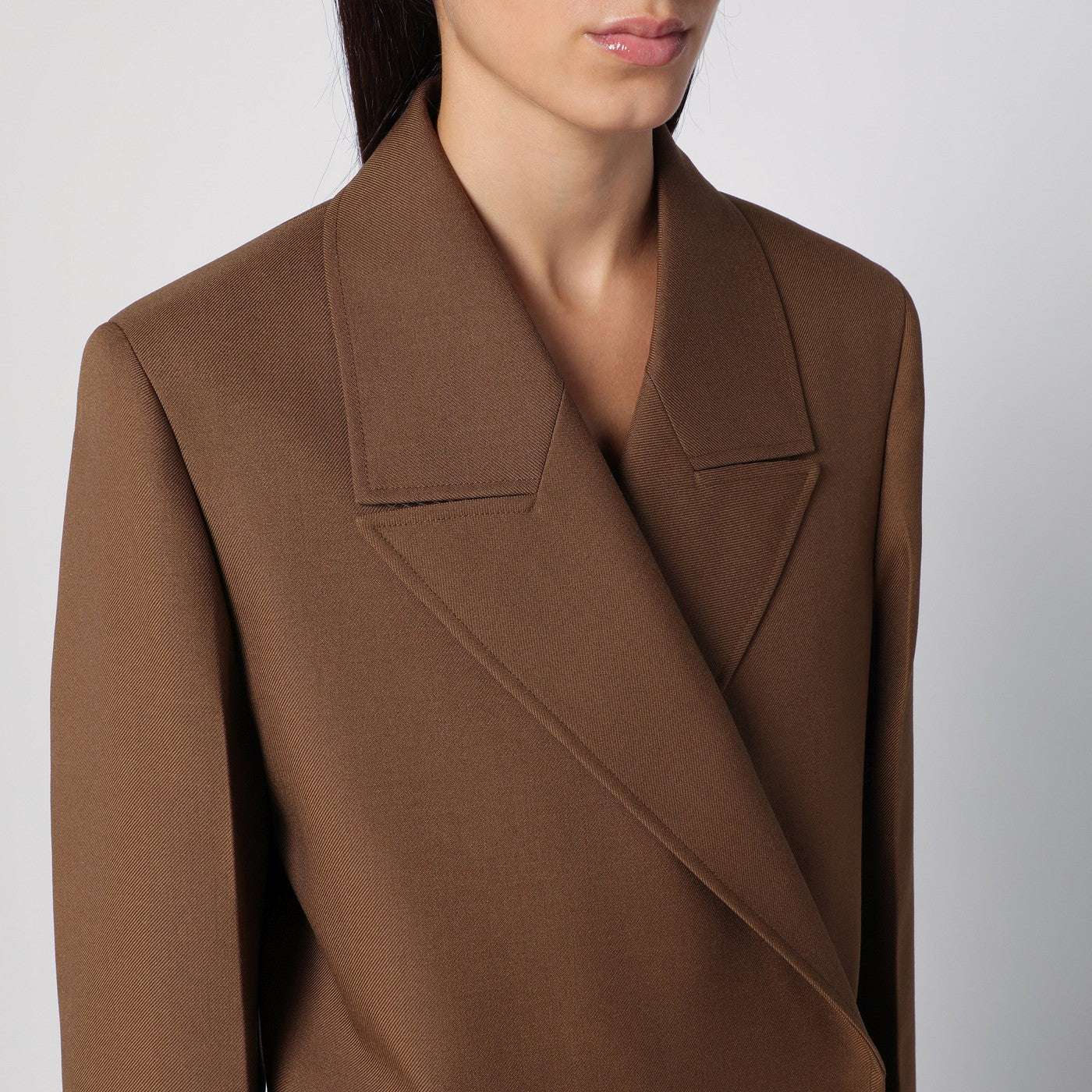 Brown wool double-breasted jacket