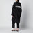 Mid-length hooded parka in waterproof cotton, black