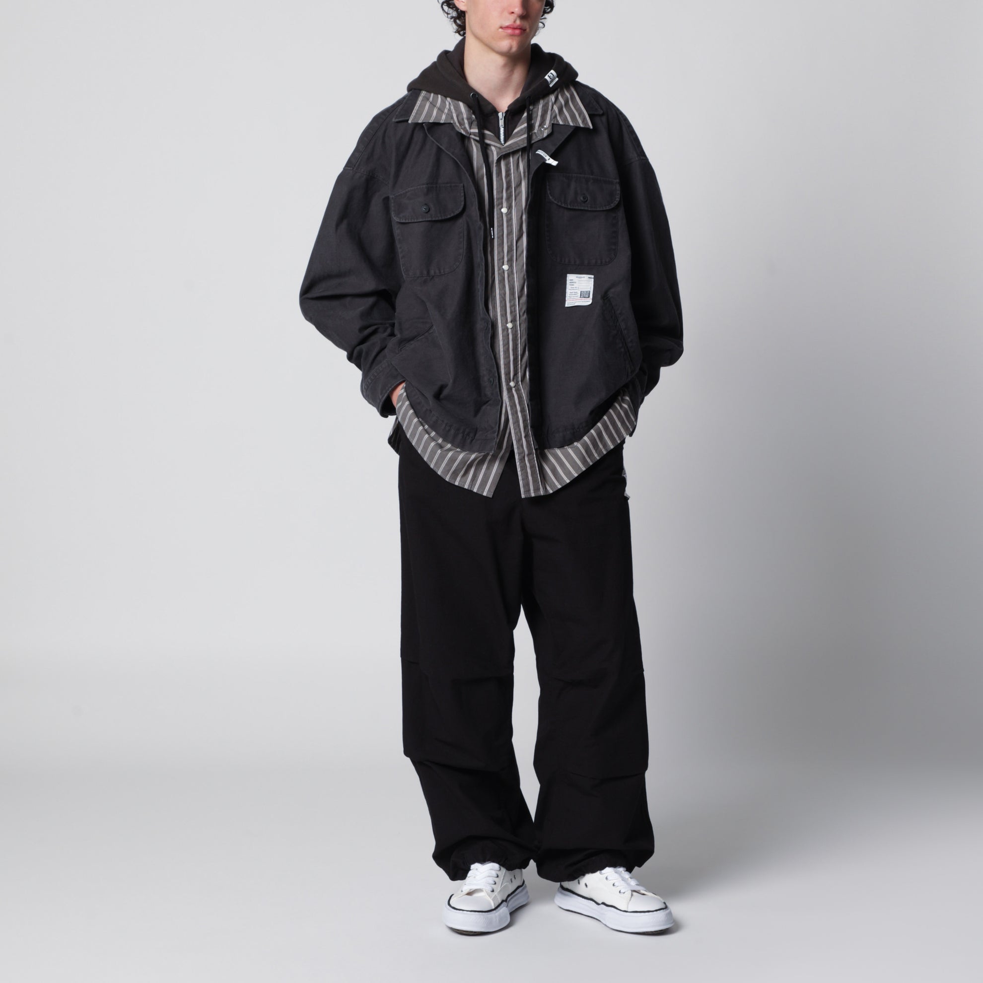 Pantaloni paracadute in ripstop di cotone neri