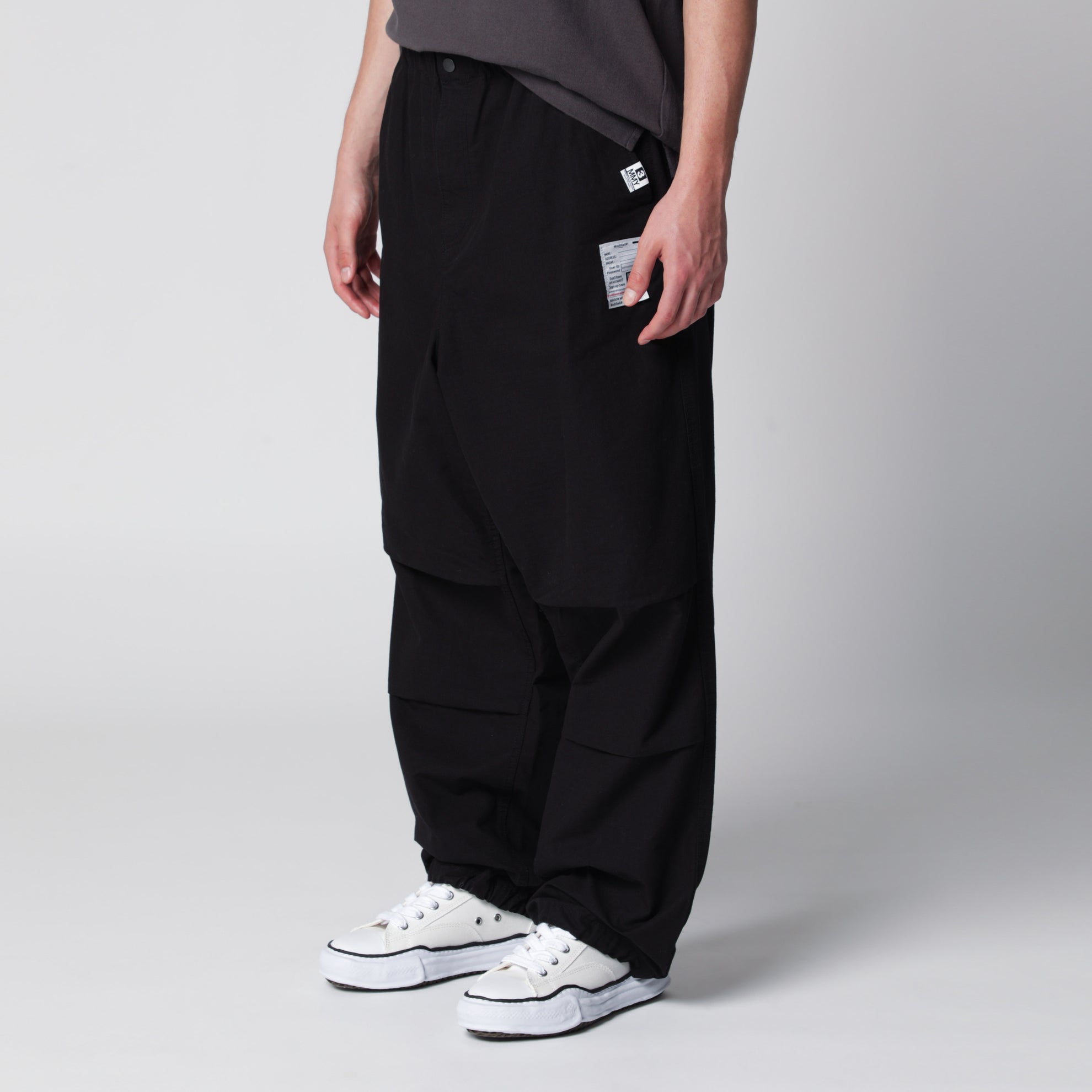 Pantaloni paracadute in ripstop di cotone neri