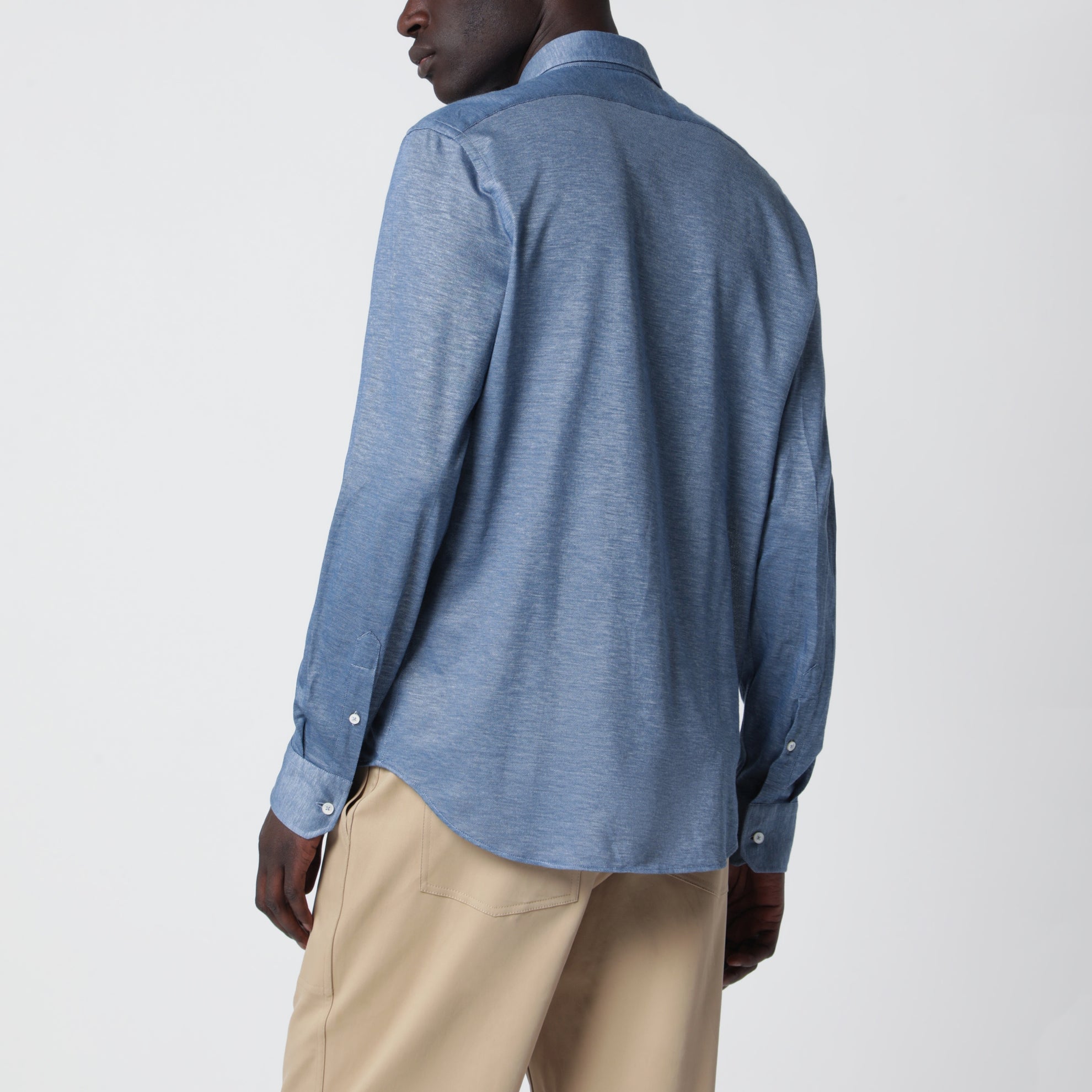 Light Blue Cotton Blend Tailor Fit Shirt
