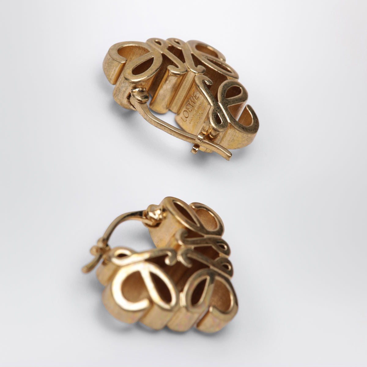 Anagram Bombé gold brass hoop earrings