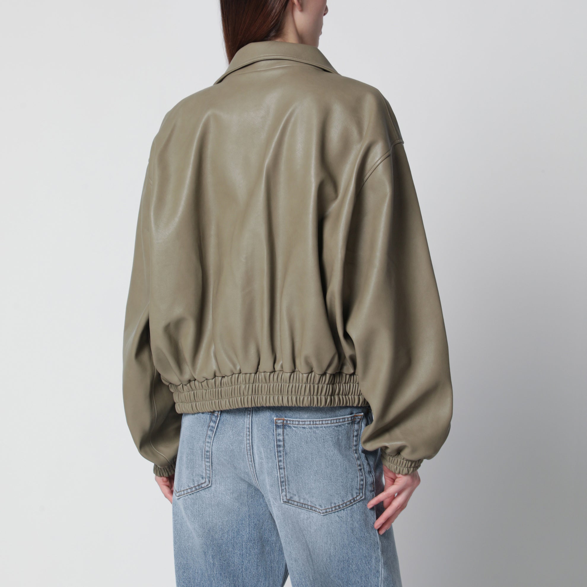 Blouson bomber Nolita en similicuir vert sauge