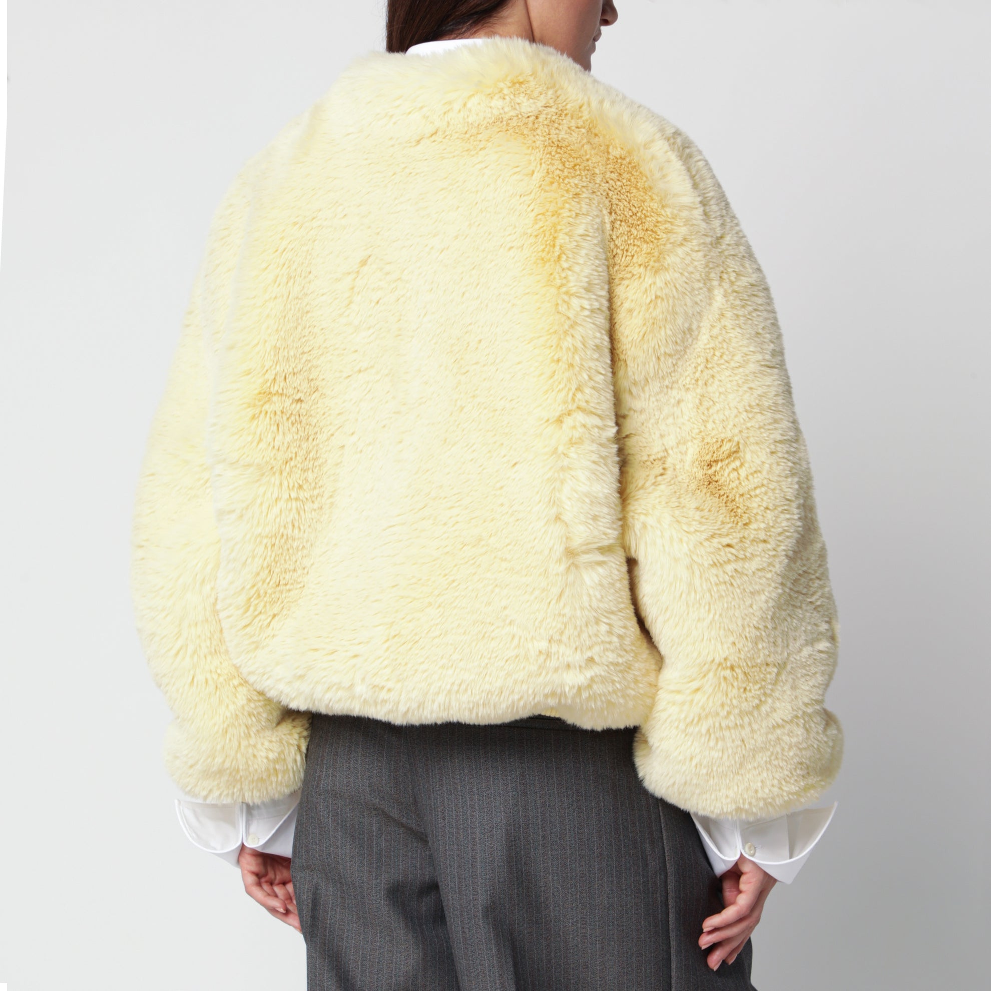 Bomber couleur beurre en fausse fourrure