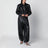 Black cropped faux leather bomber jacket