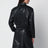 Black cropped faux leather bomber jacket