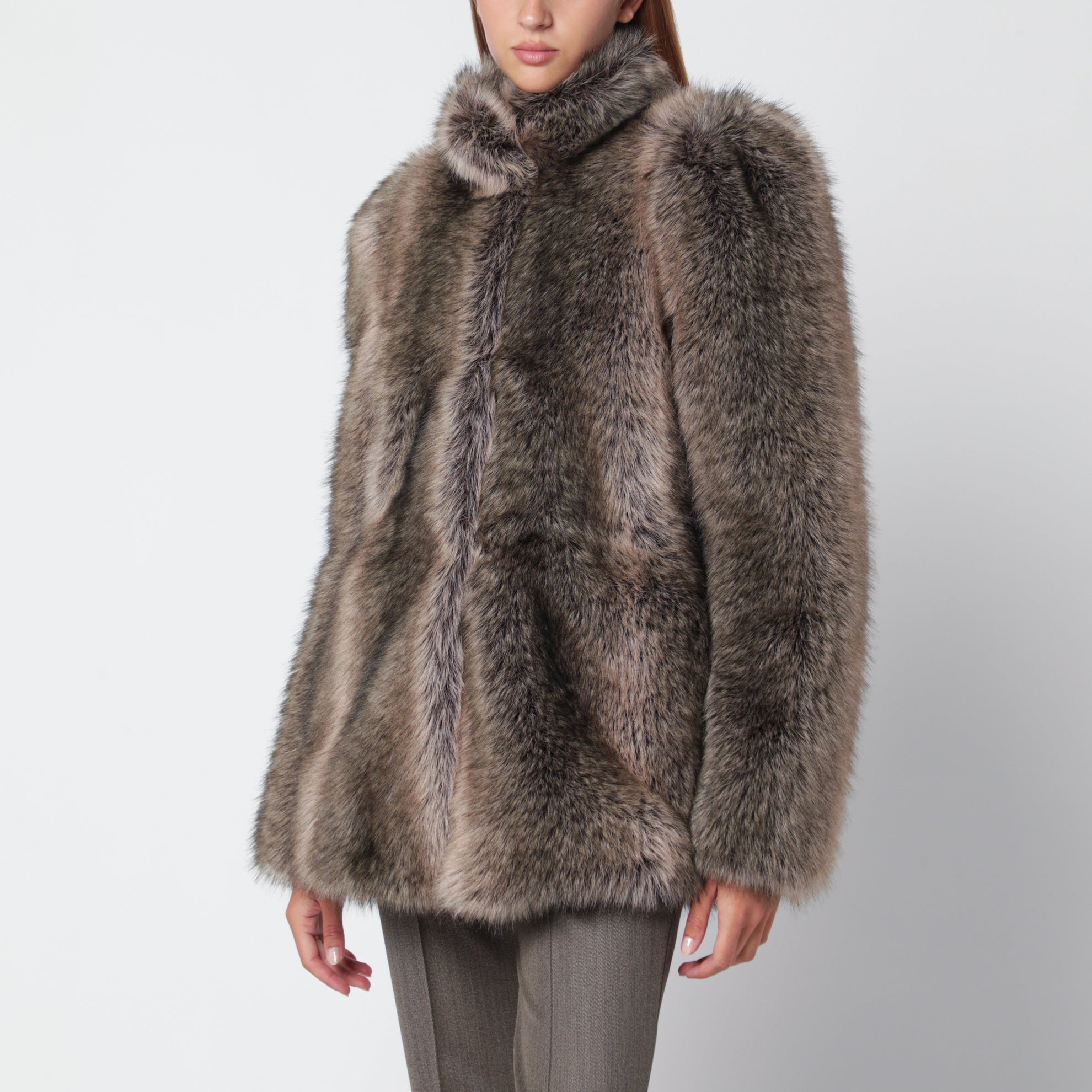 Beige shaded faux fur-effect jacket