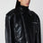 Veste courte noire en simili-cuir