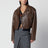 Giacca biker cropped marrone in ecopelle