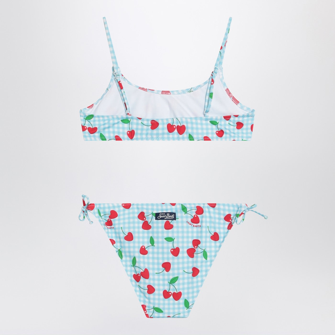 Bralette-Bikini mit Vichy- und Kirschmuster