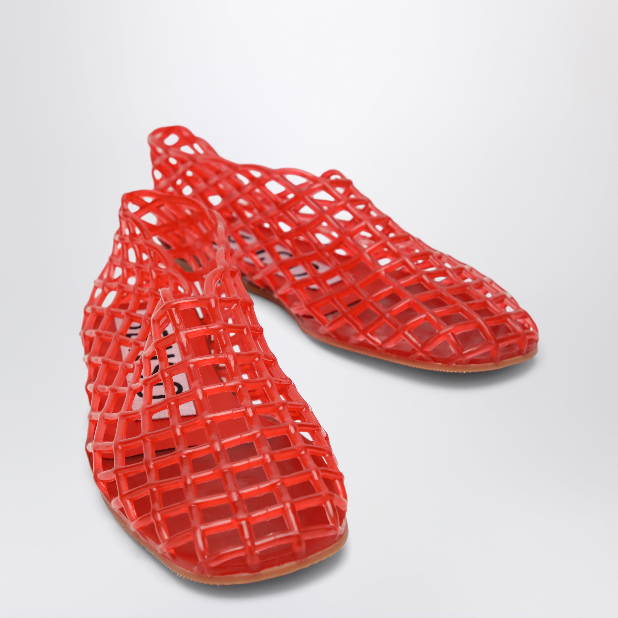Ballerines en mesh caoutchouc rouges