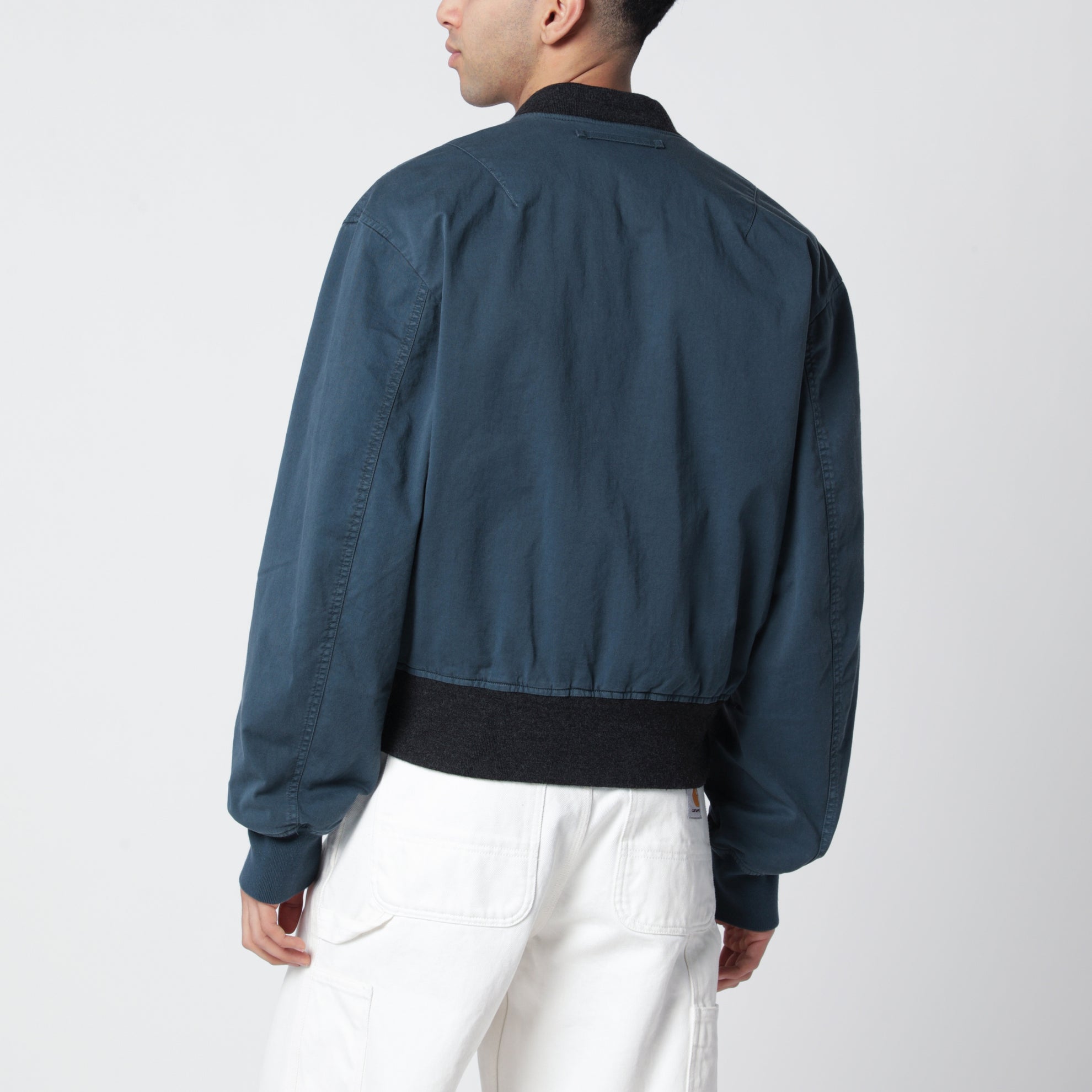 Giubbotto in cotone blu navy con finitura vintage