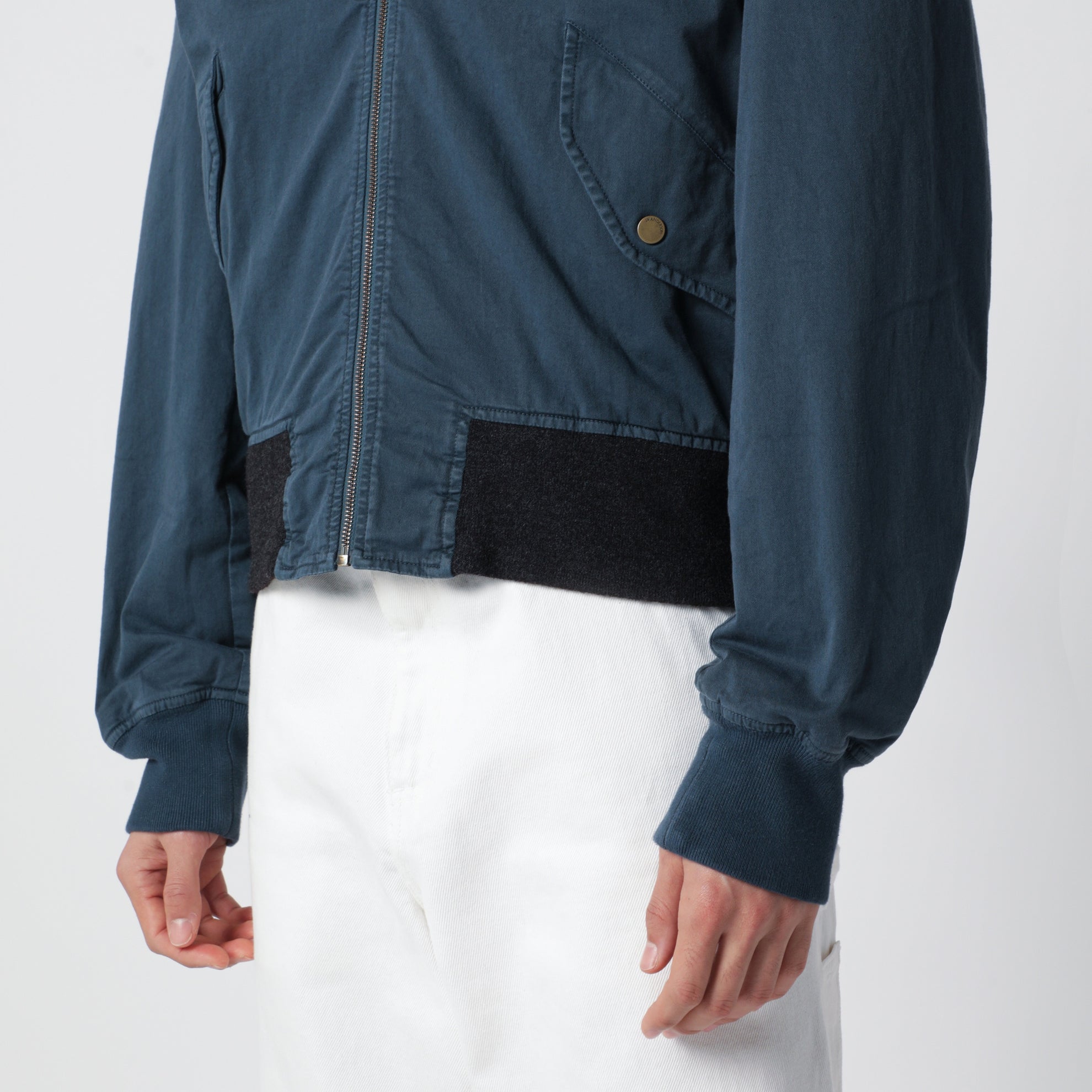 Giubbotto in cotone blu navy con finitura vintage