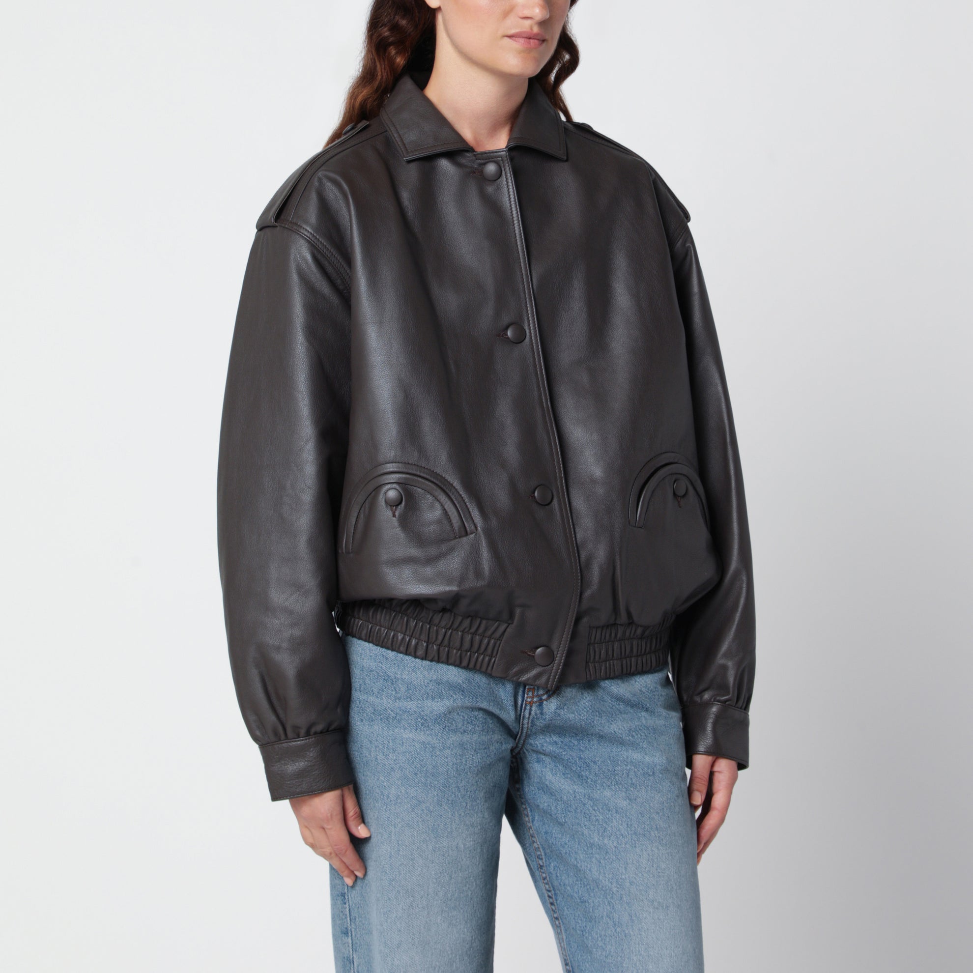 Bomber Charlie in pelle color ebano