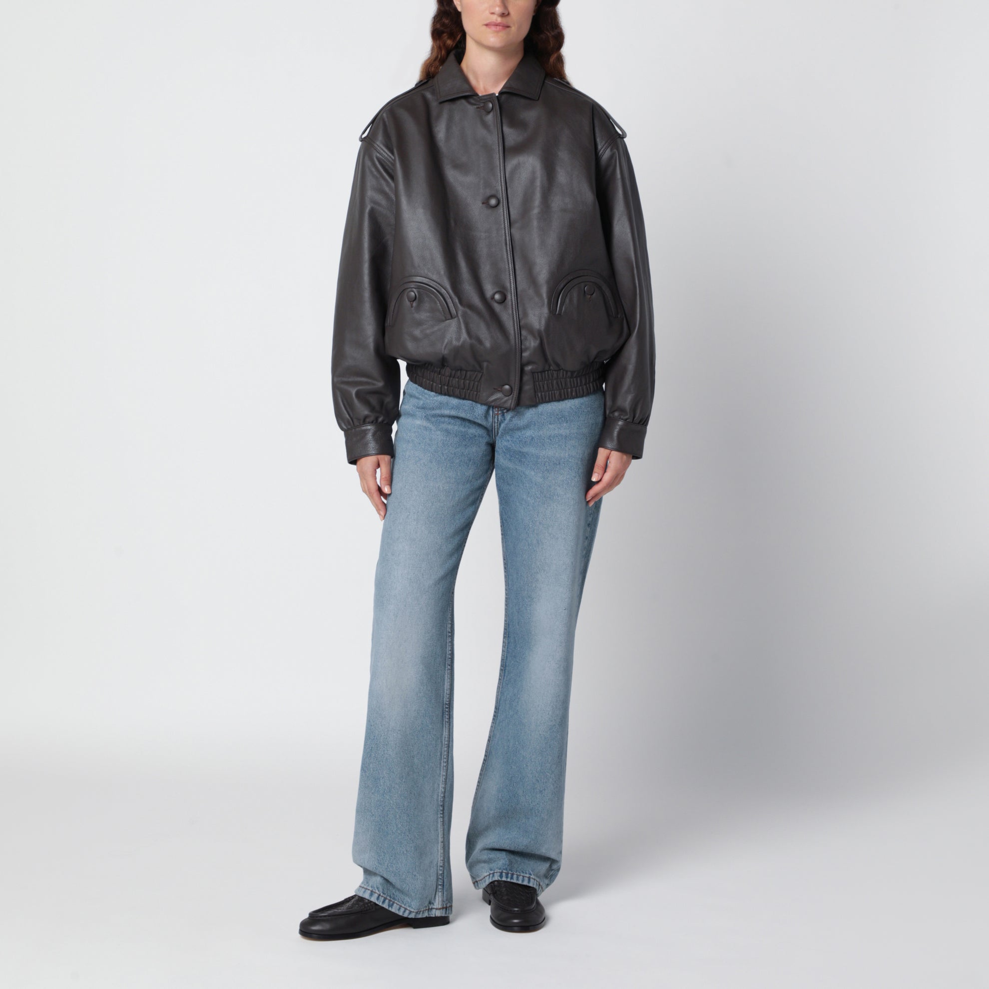 Bomber Charlie in pelle color ebano