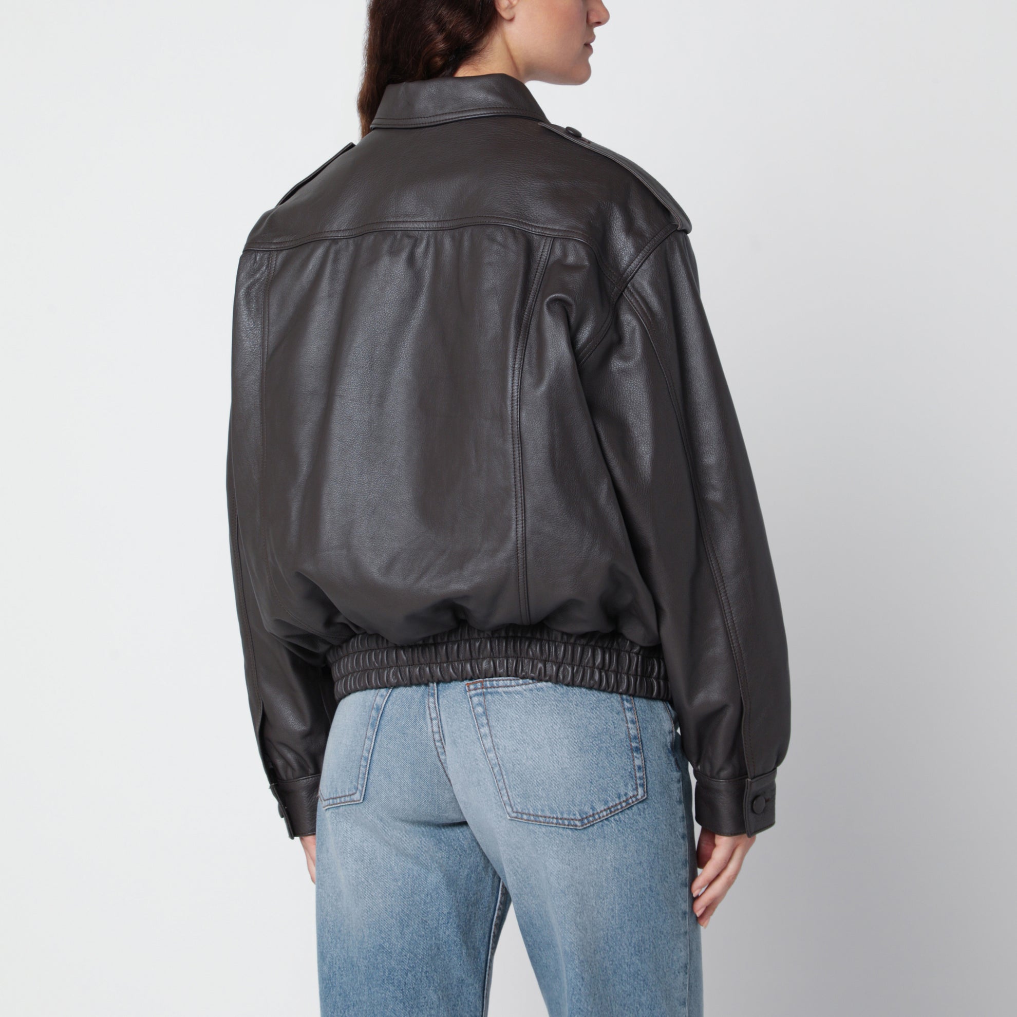 Bomber Charlie in pelle color ebano