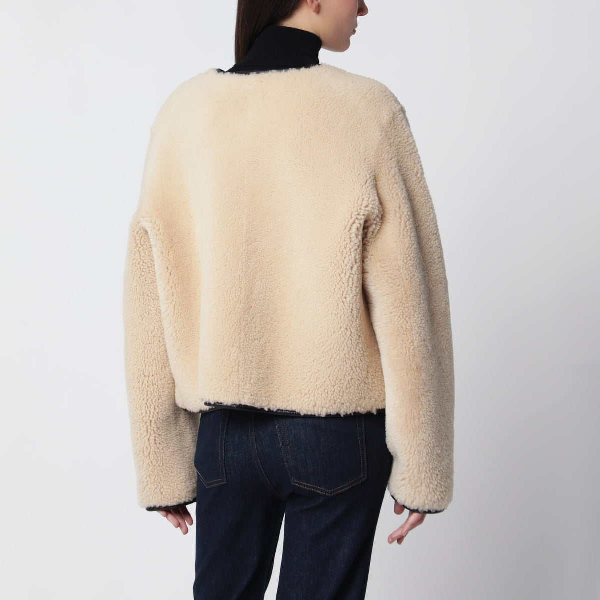 Camel Gliss reversible shearling bolero jacket