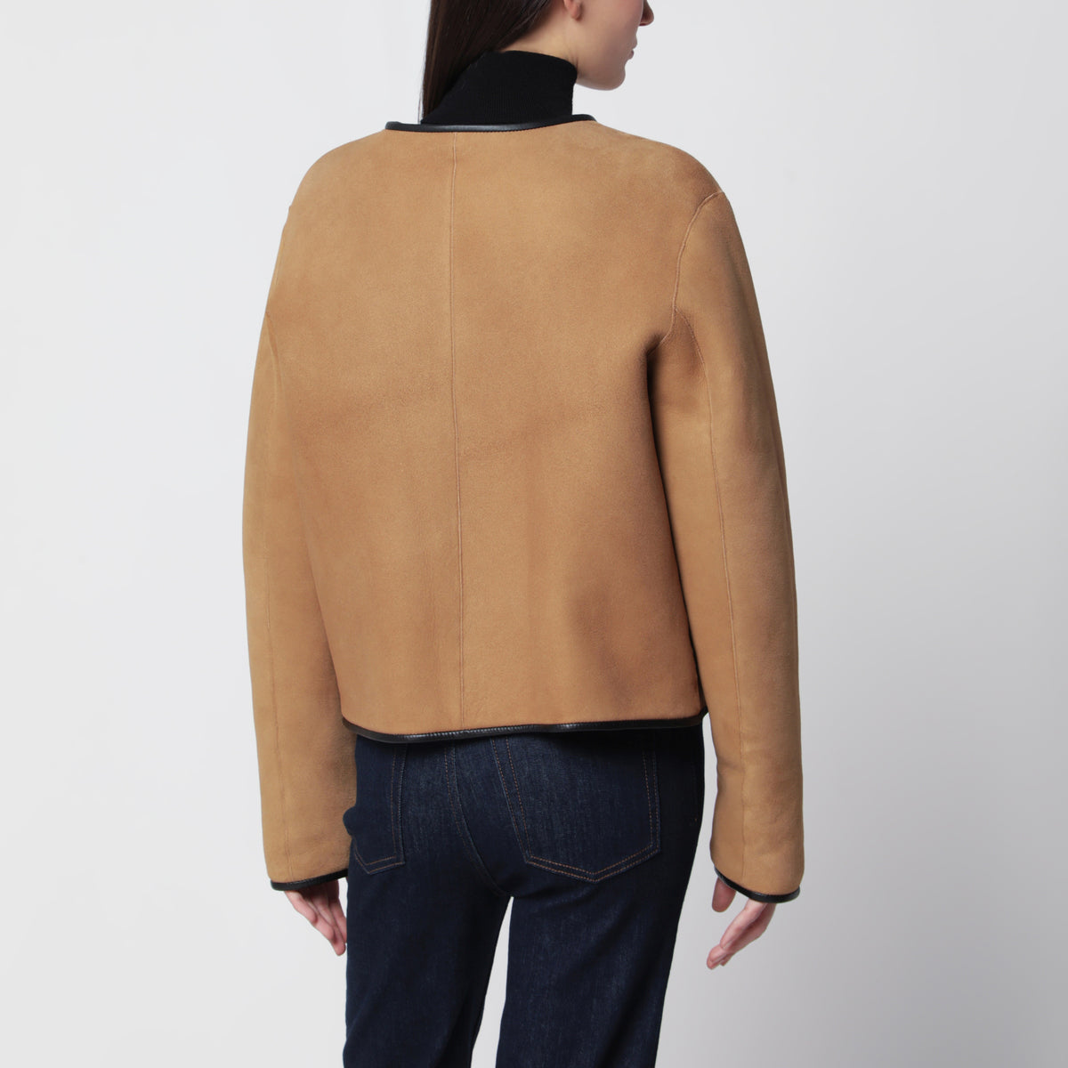 Camel Gliss reversible shearling bolero jacket