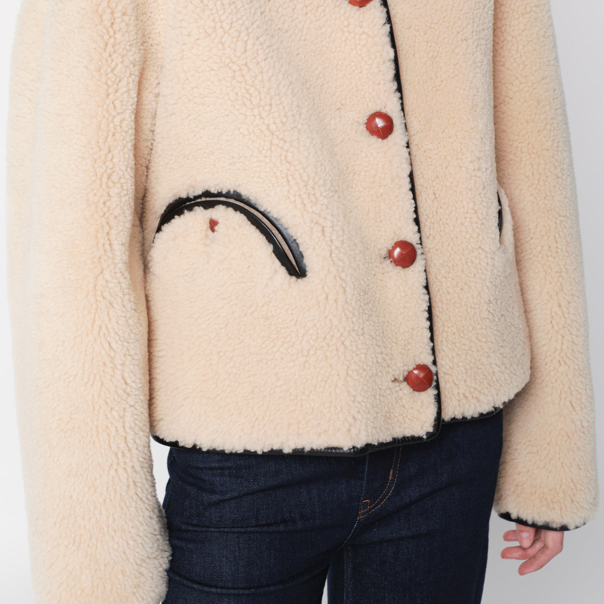Camel Gliss reversible shearling bolero jacket