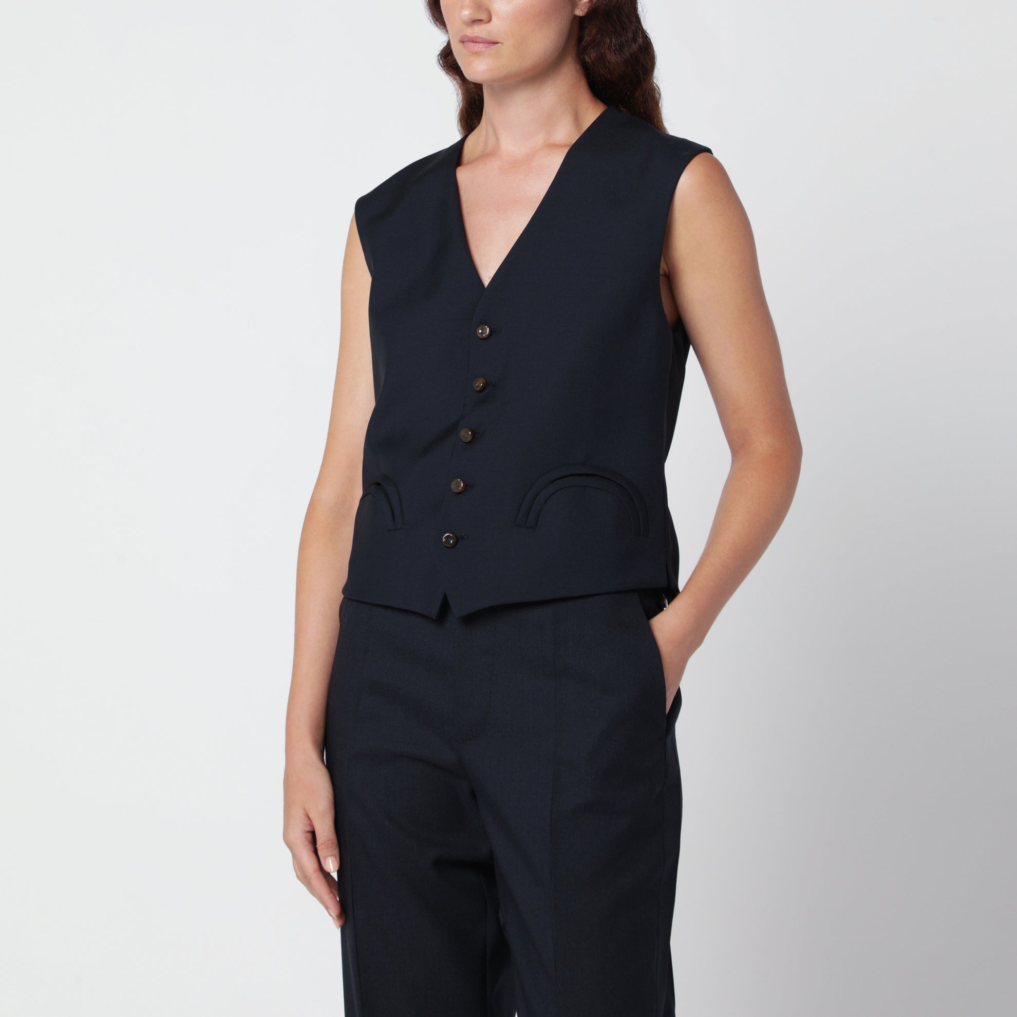 Gilet Feral in lana e mohair navy