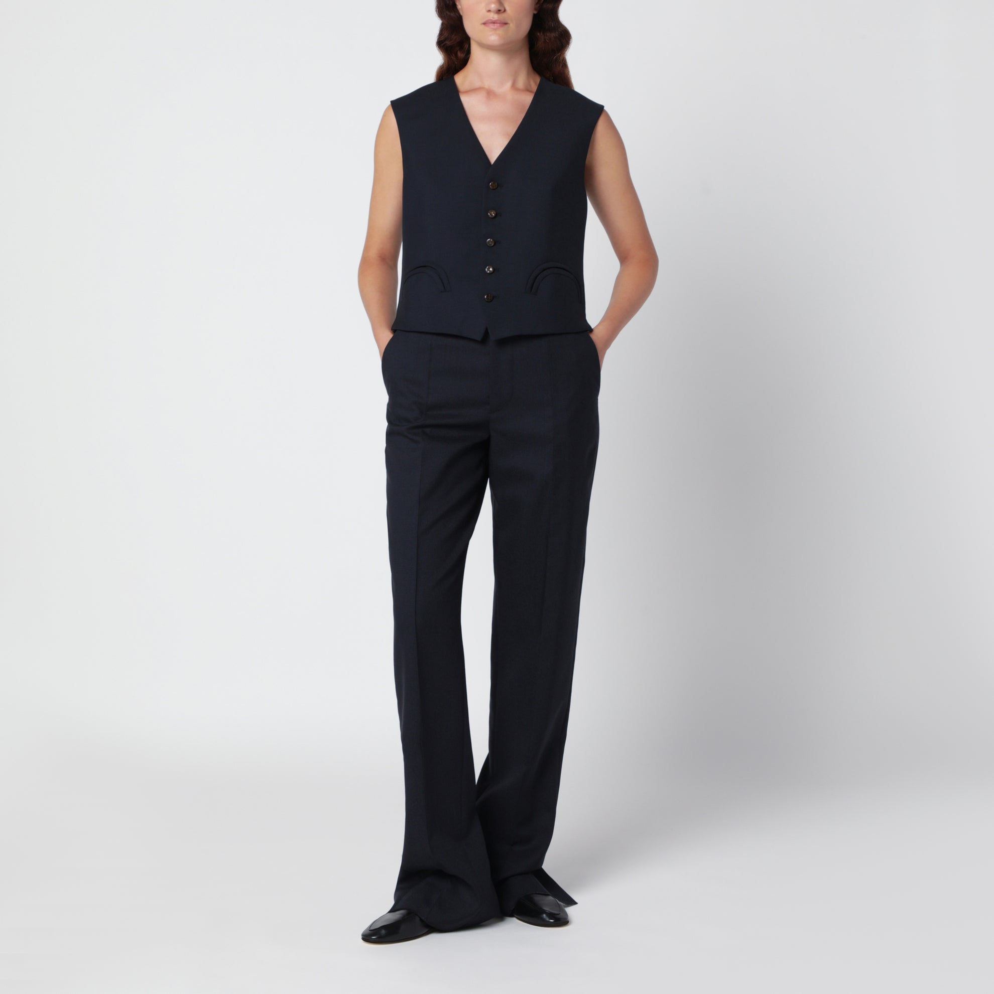 Gilet Feral in lana e mohair navy