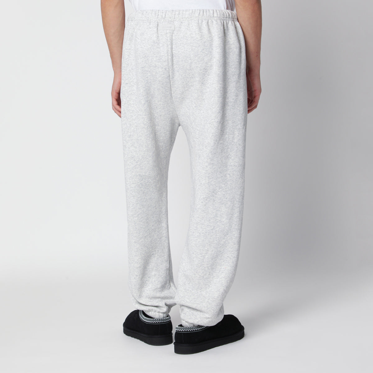 Pantaloni jogging grigi chiari in cotone felpato