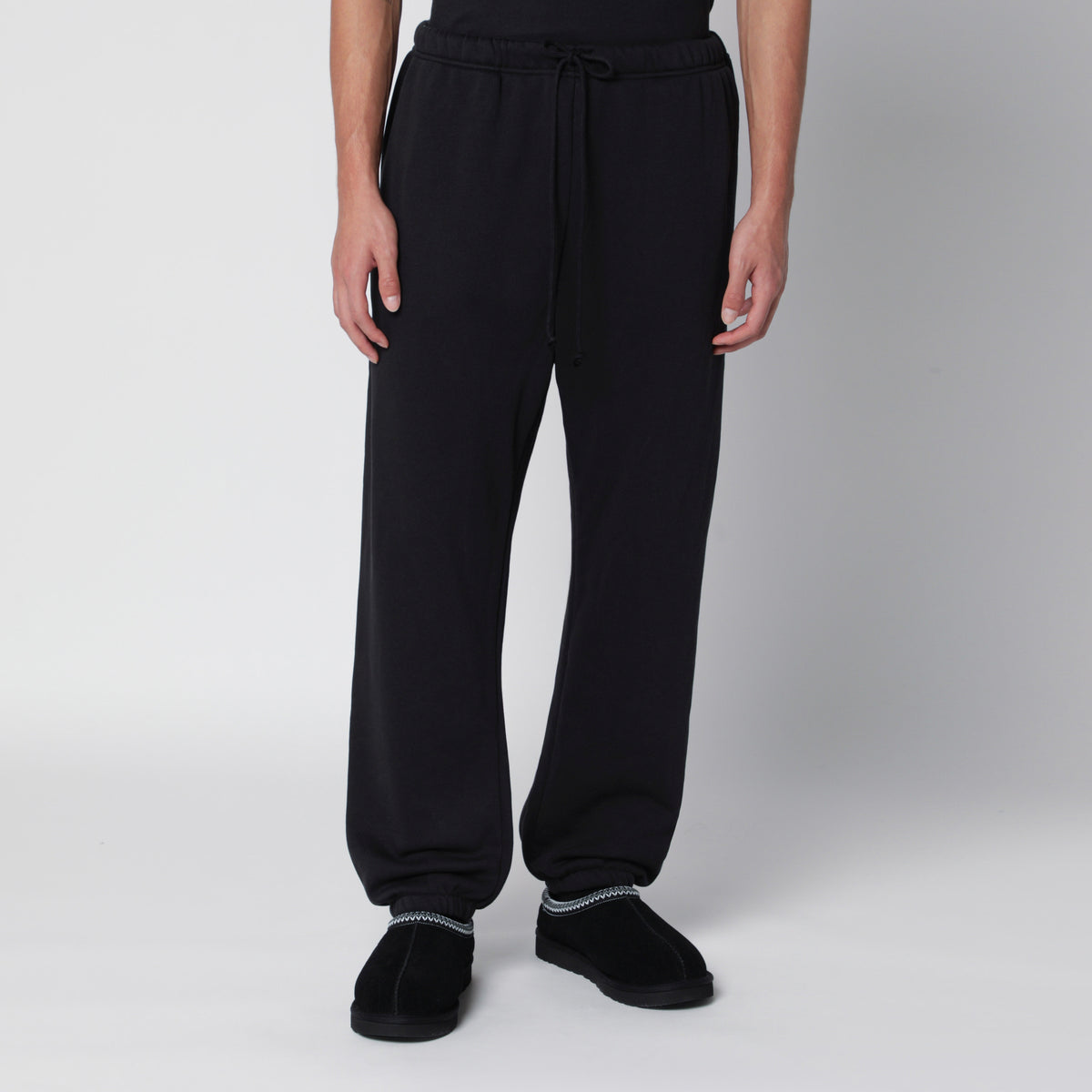 Pantalon jogging noir délavé en molleton de coton