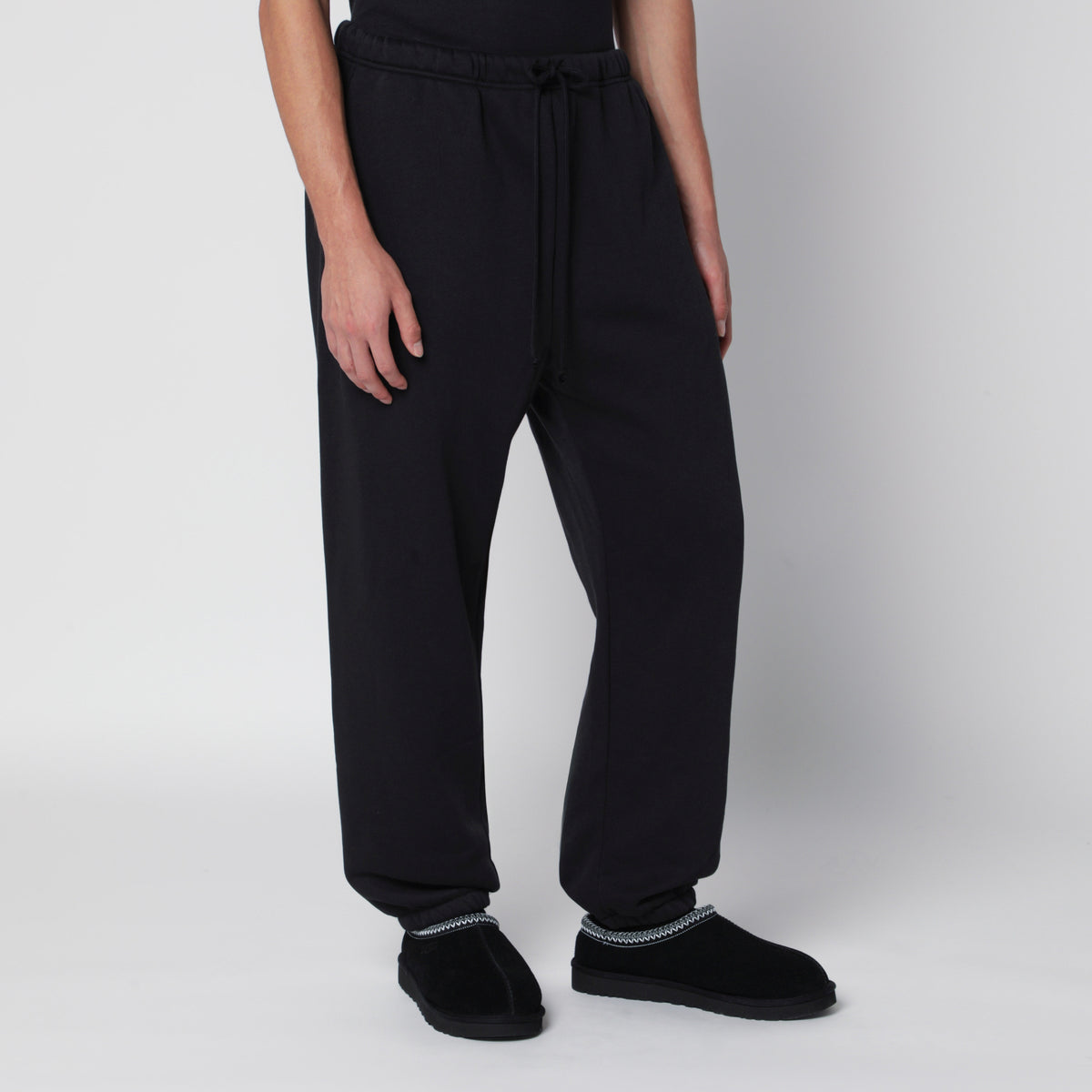 Pantalon jogging noir délavé en molleton de coton