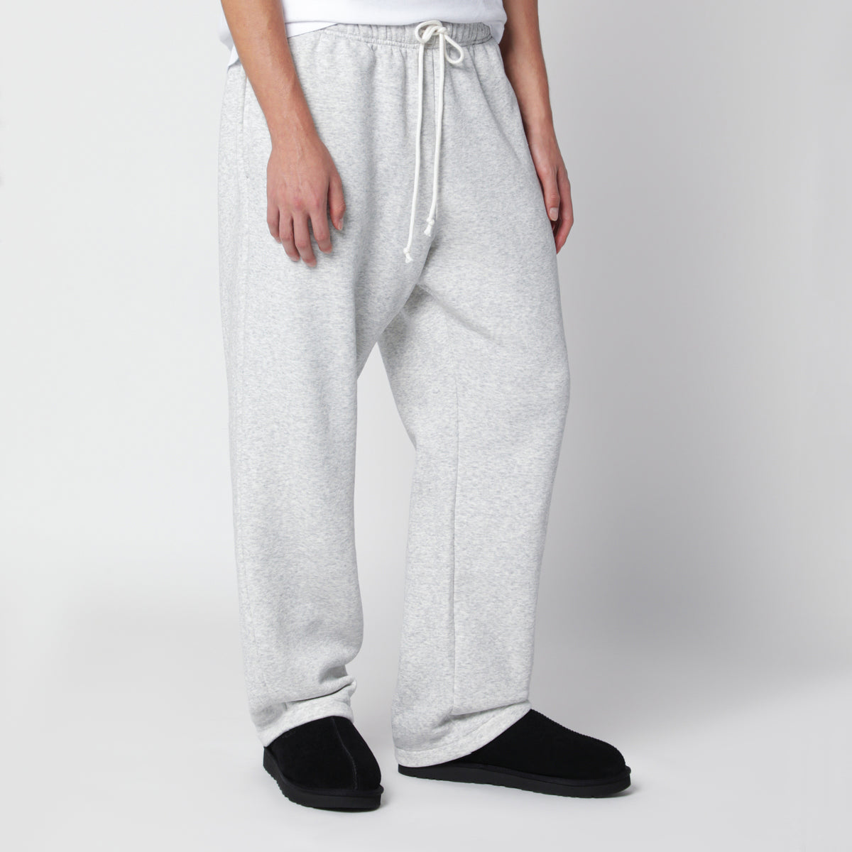 Pantalon droit gris clair en molleton de coton