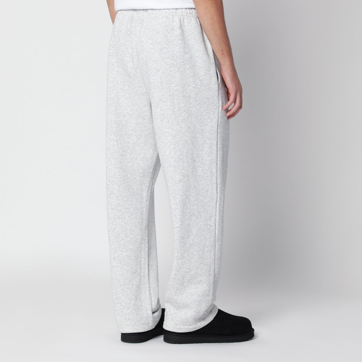 Pantalon droit gris clair en molleton de coton